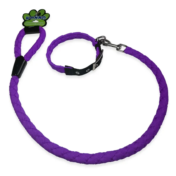 Traílla trenzada gruesa 90 cms + collar razas grandes - Imagen 5